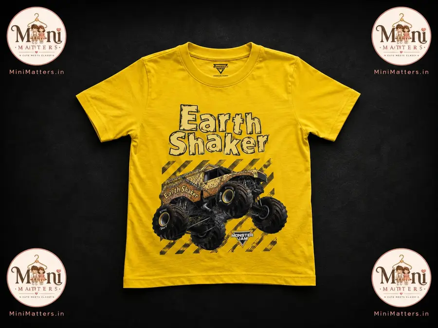Monster Jam Earth Shaker yellow kids t-shirt